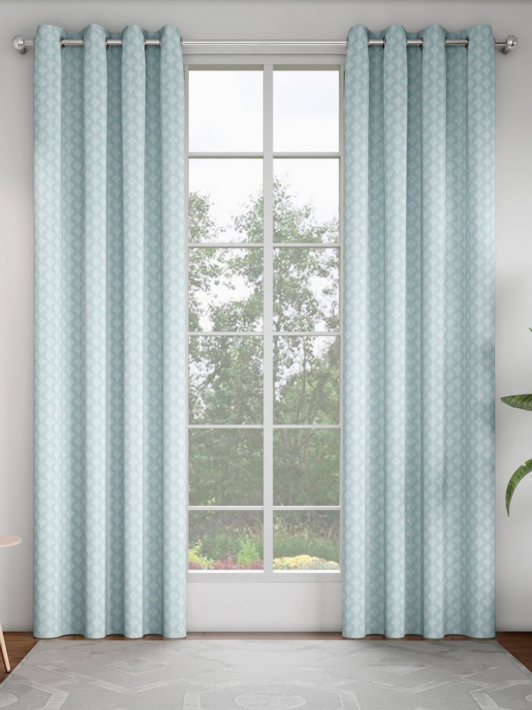 

GM Blue Set of 2 Ethnic Motifs Room Darkening Door Curtain