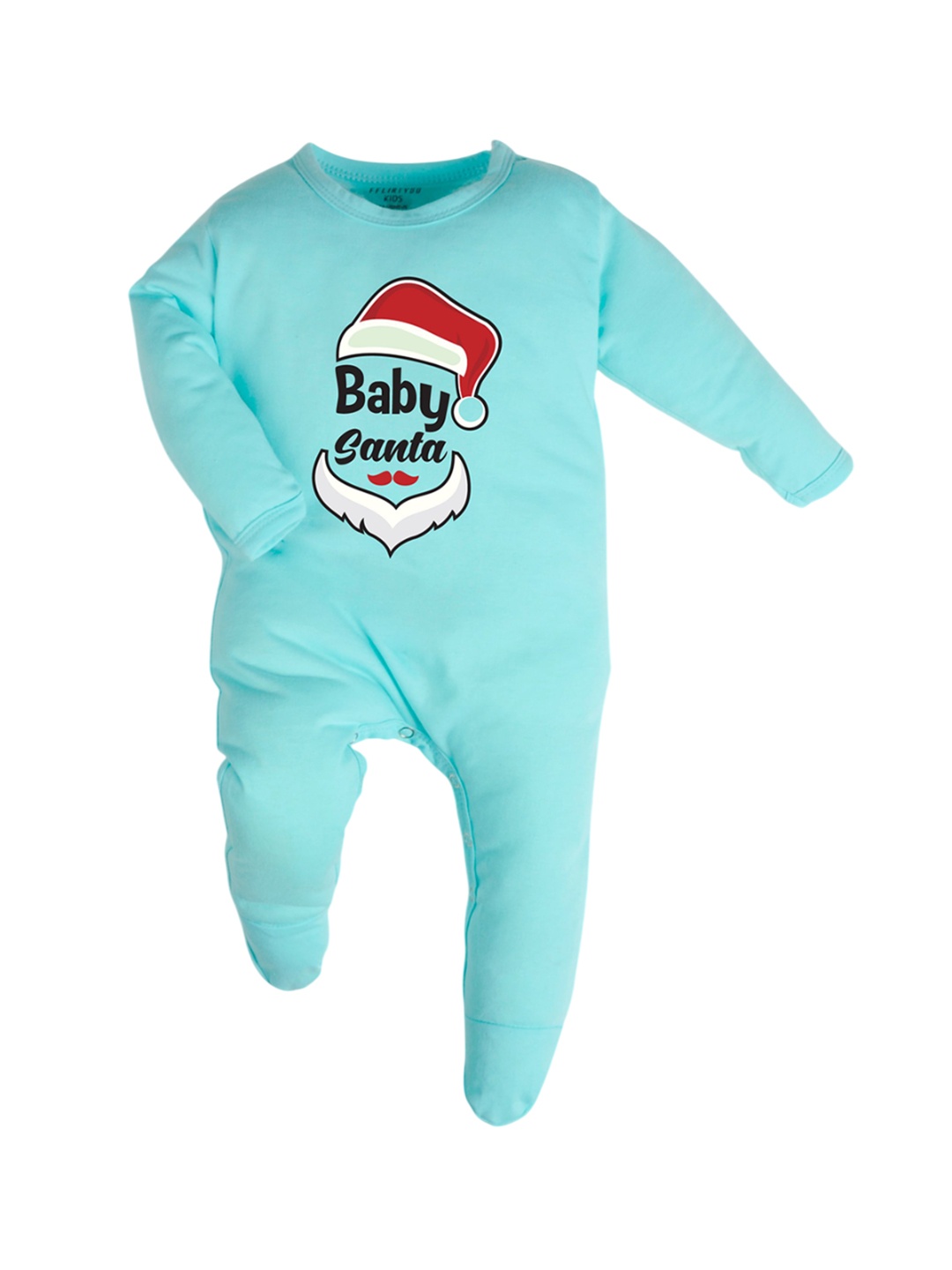 

FFLIRTYGO Kids Christmas Infants Printed Cotton Sleepsuitn, Turquoise blue