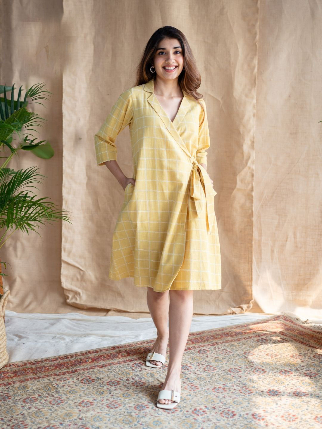 

THE INDIAN ETHNIC CO Print Dress, Yellow