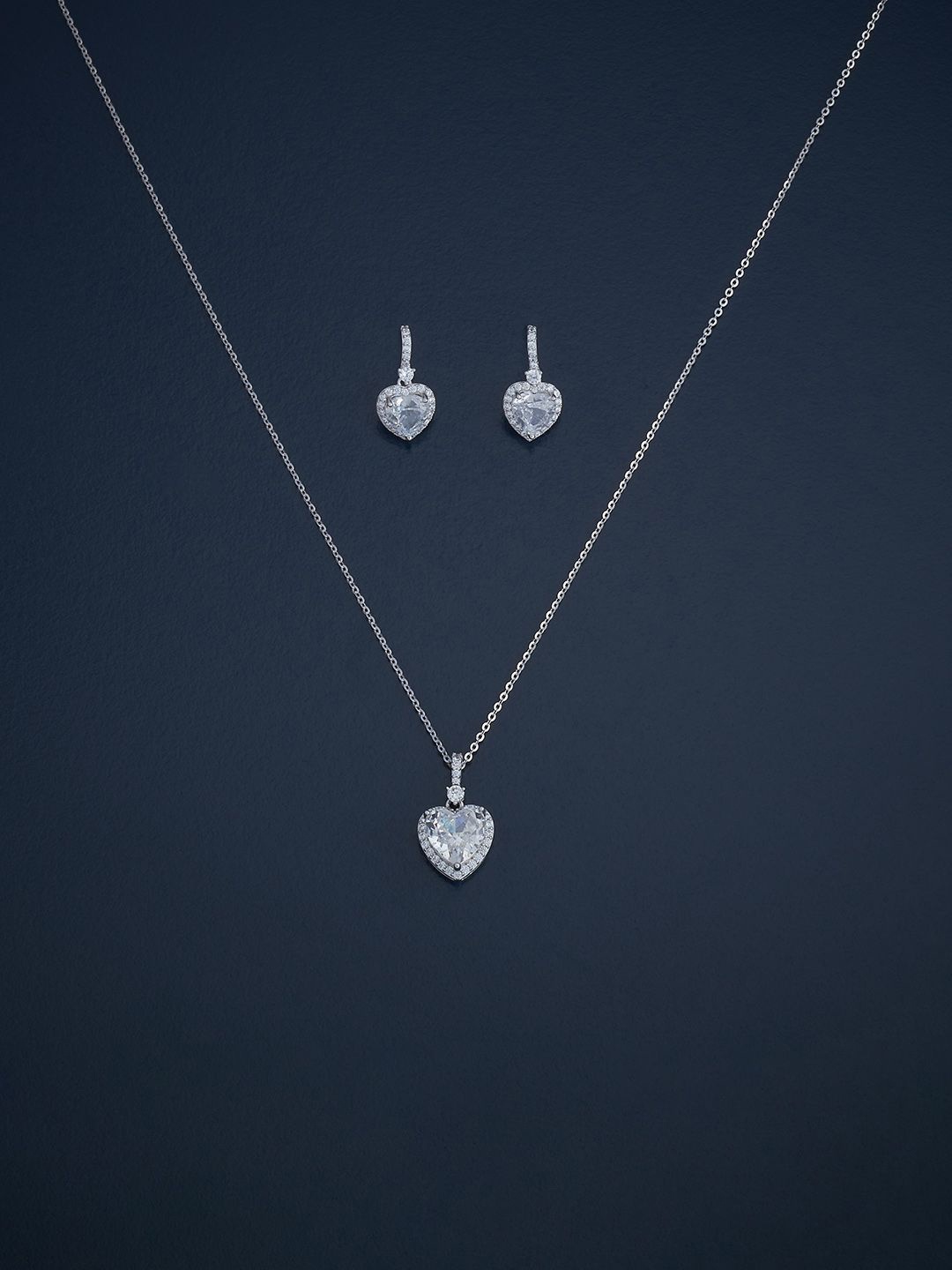 

Kushal's Fashion Jewellery Sterling Silver Rhodium-Plated CZ Studded Jewellery Set