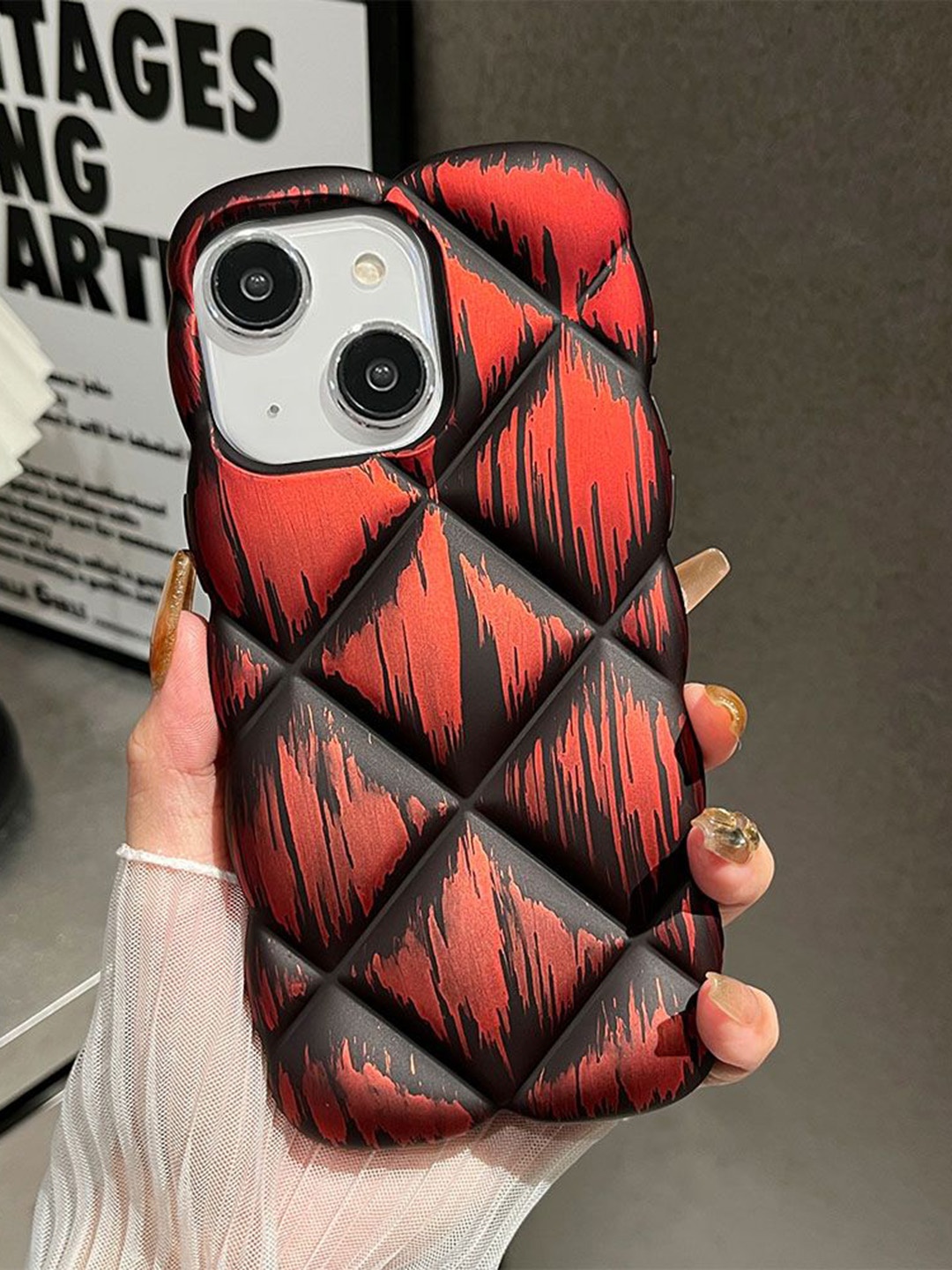 

Luxury Kase Abstract Printed iPhone 13 Back Case Mobile Accessories, Red
