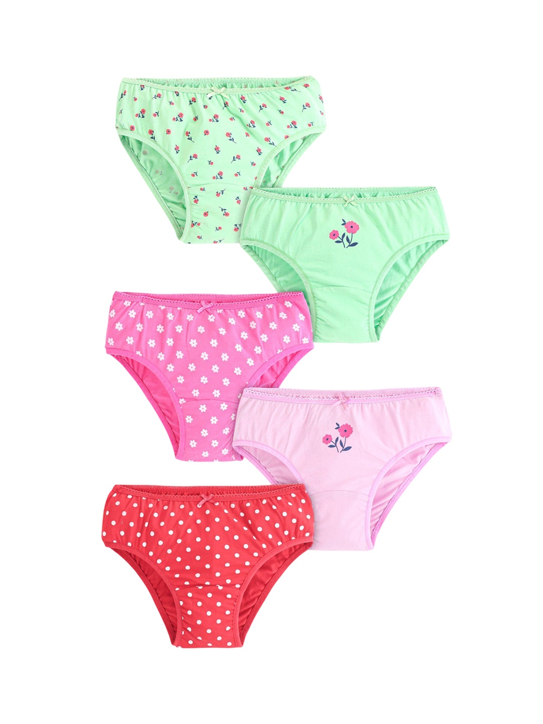 

Honeyhap Girls Pack Of 3 Printed Mid Rise Briefs, Red