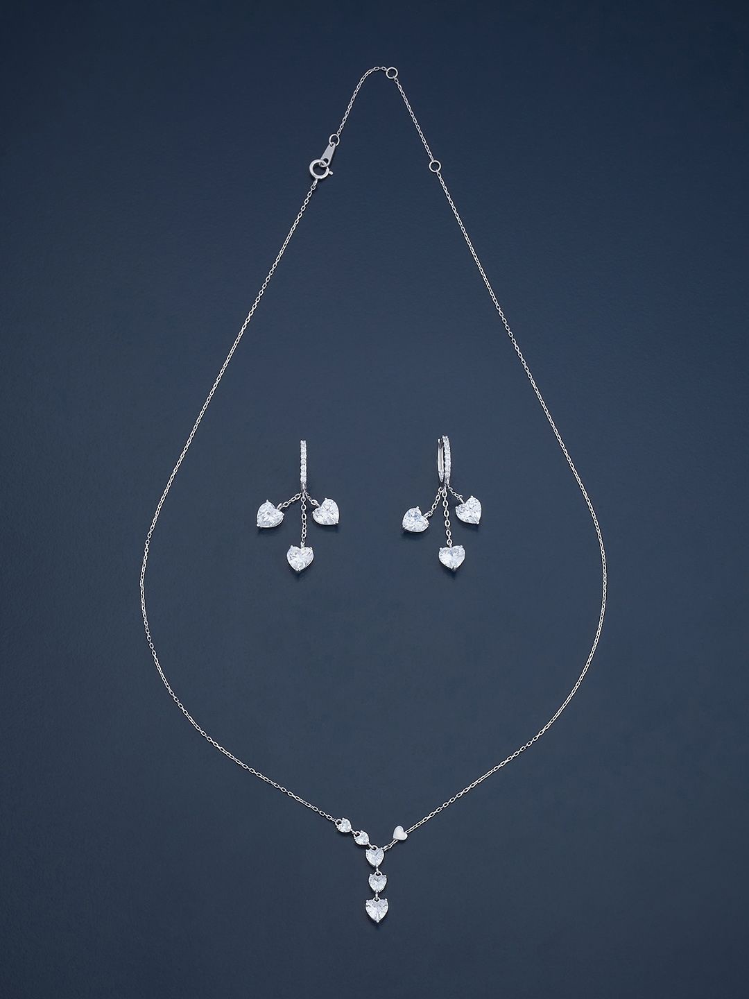 

Kushal's Fashion Jewellery Silver Rhodium-Plated CZ-Stone Studded Jewellery Set