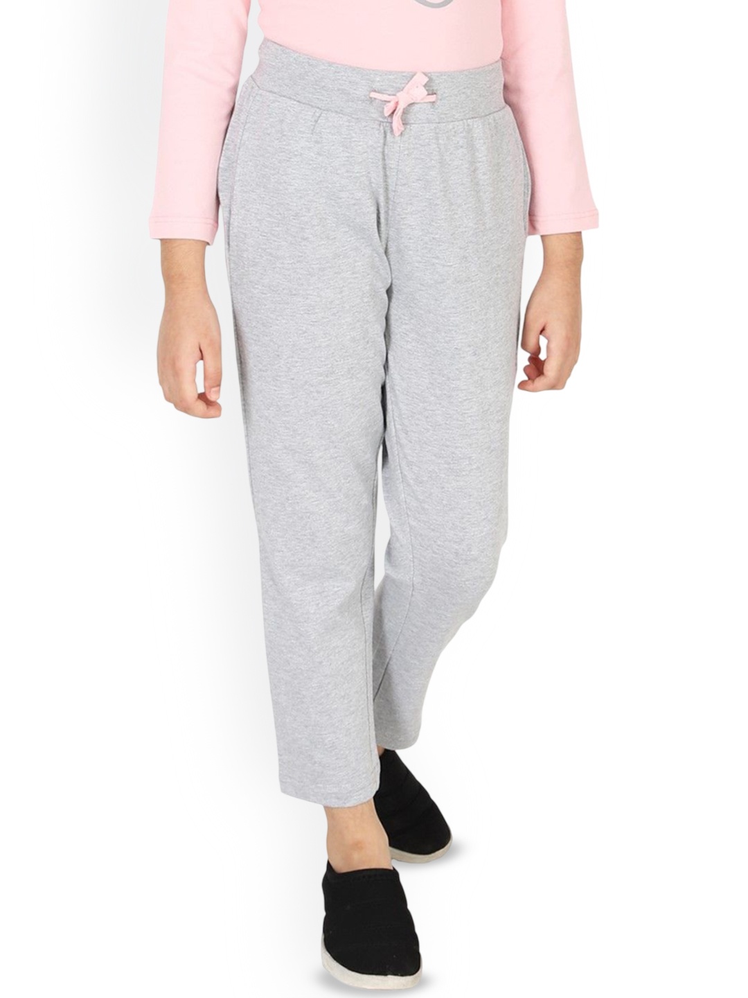 

BAESD Pure Cotton Mid Rise Track Pants, Grey melange