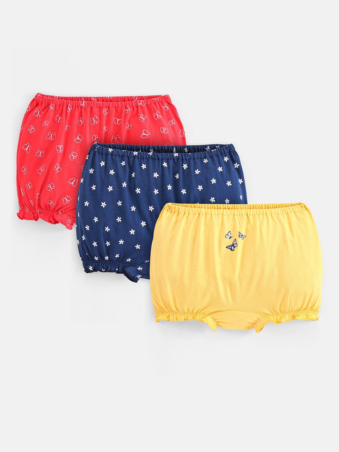 

Honeyhap Girls Pack Of 3 Printed Mid-Rise Bloomers Briefs 12980291, Yellow
