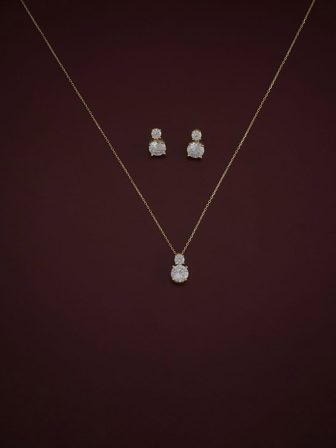 

Kushal's Fashion Jewellery Silver Gold-Plated CZ-Stone Studded Jewellery Set