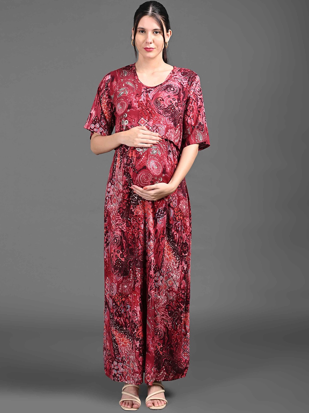 

GOLDSTROMS Floral Print Maternity Maxi Dress, Red