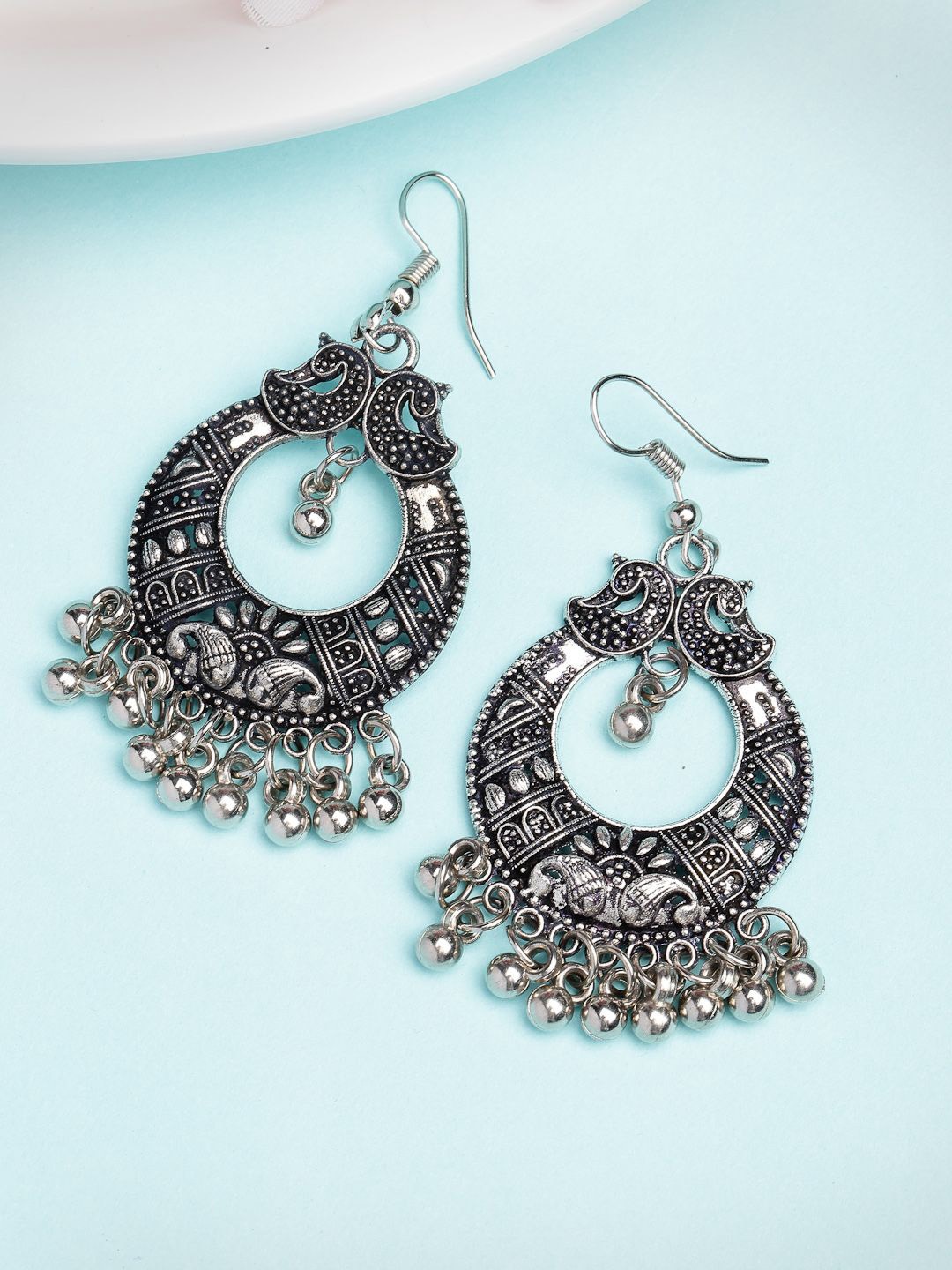 

NVR Contemporary Chandbalis Earrings, Silver