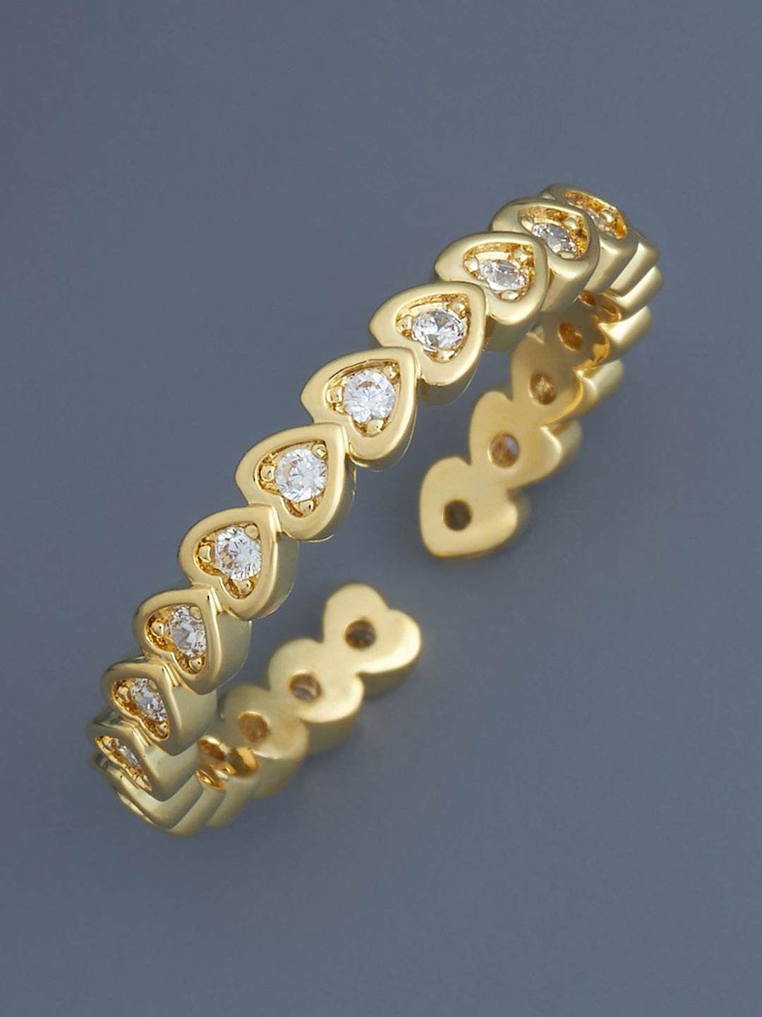 

Kushal's Fashion Jewellery Gold-Plated CZ-Studded Adjustable Finger Ring