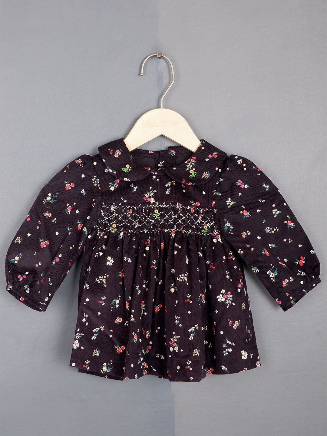

CALYX CLOTHING Embellished Print Peter Pan Collar A-Line Dress, Black