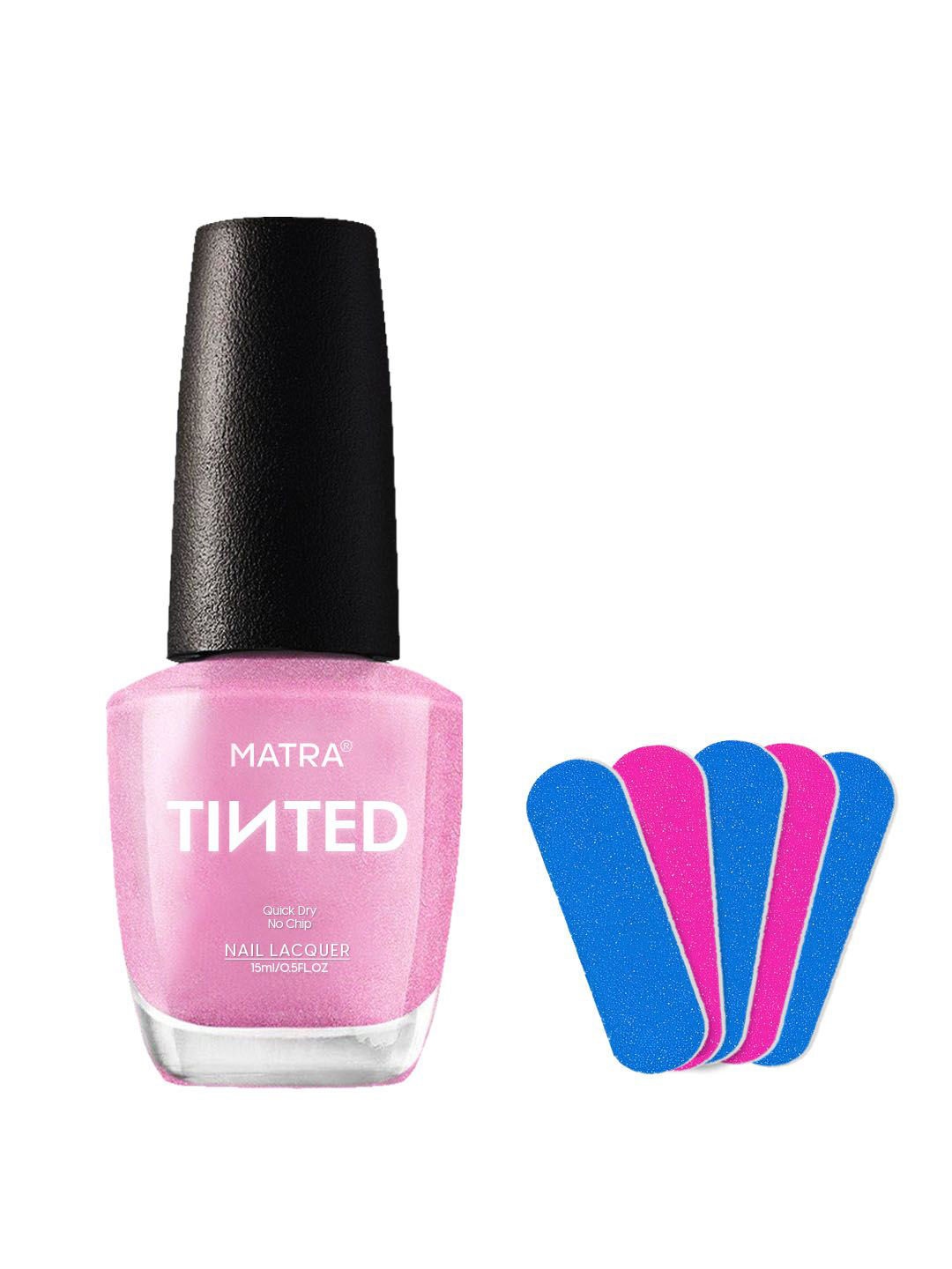 

MATRA Nail Polish With Free Mini Filers- 15ml- Pink Shimmer