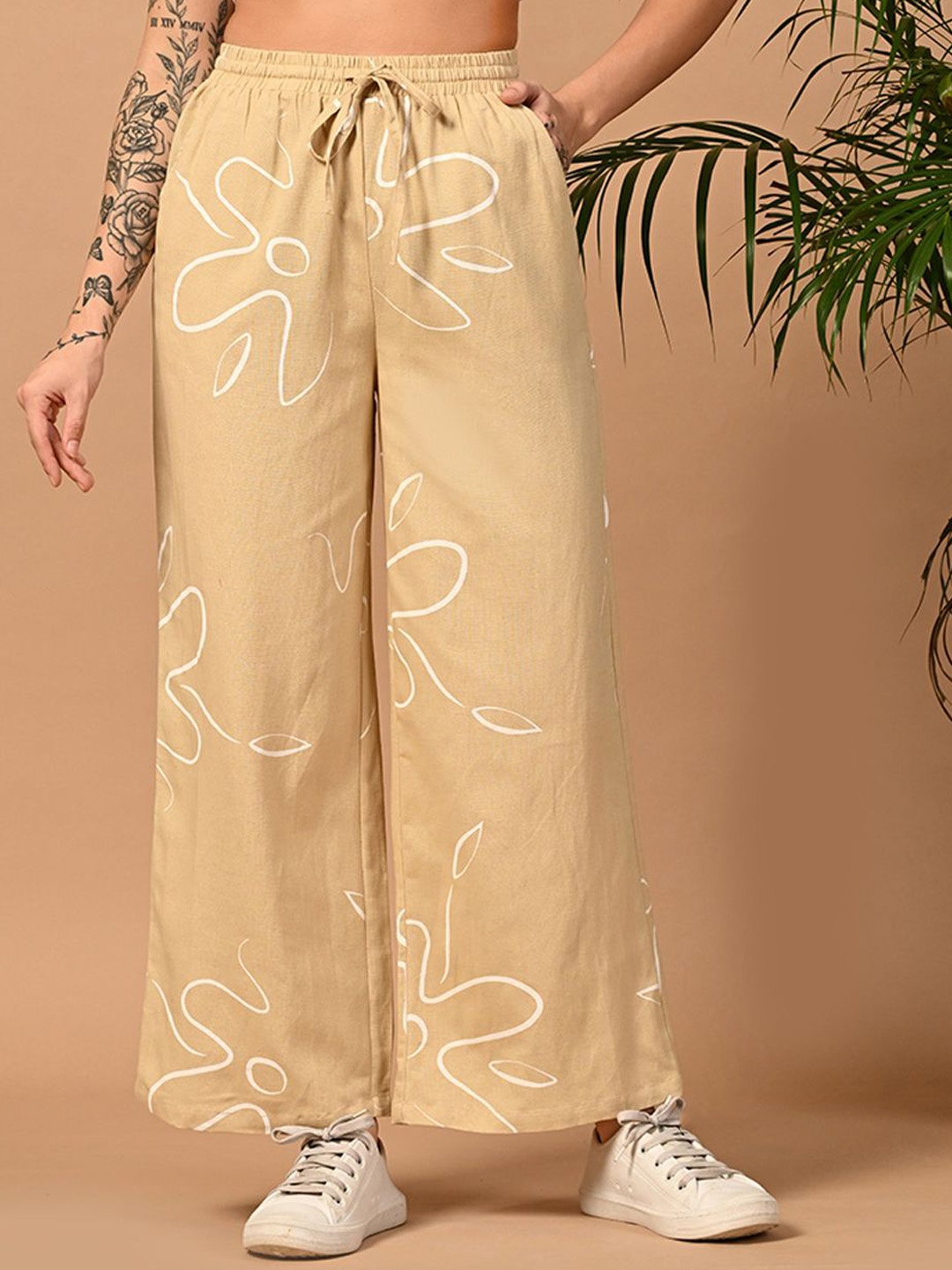 

all about you Women Printed Trousers, Beige