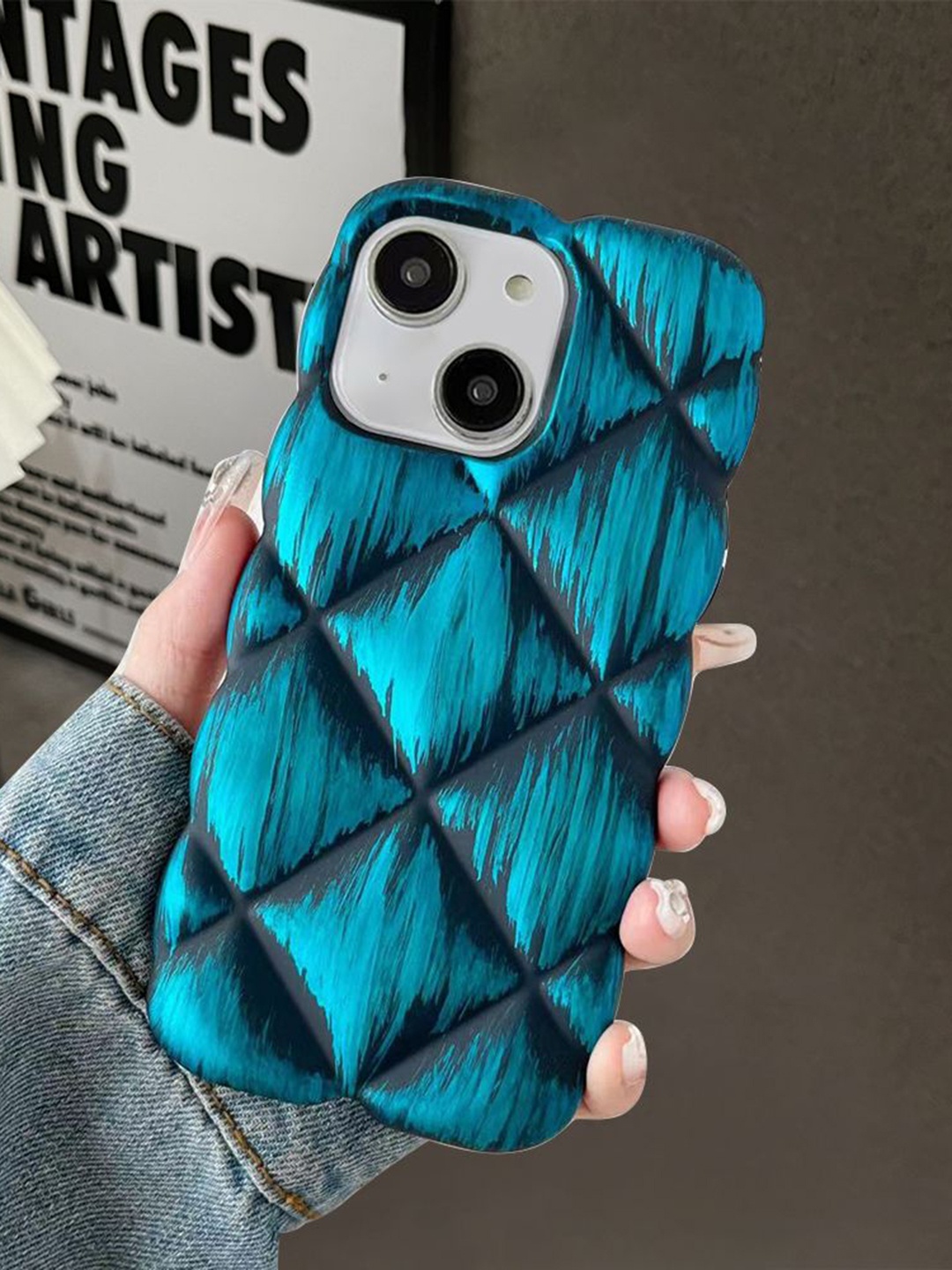

Luxury Kase Geometric Printed iPhone 13 Back Case Mobile Accessories, Sea green