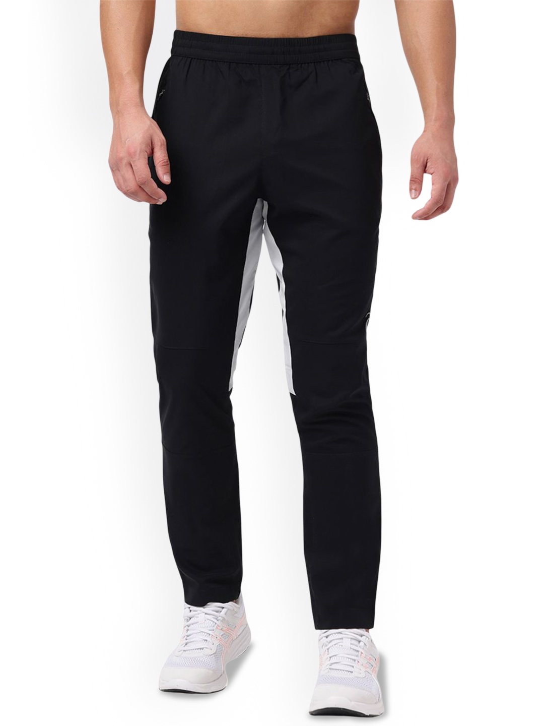 

ASICS Contrast Tape Men Slim-Fit Mid Rise Track Pants, Black