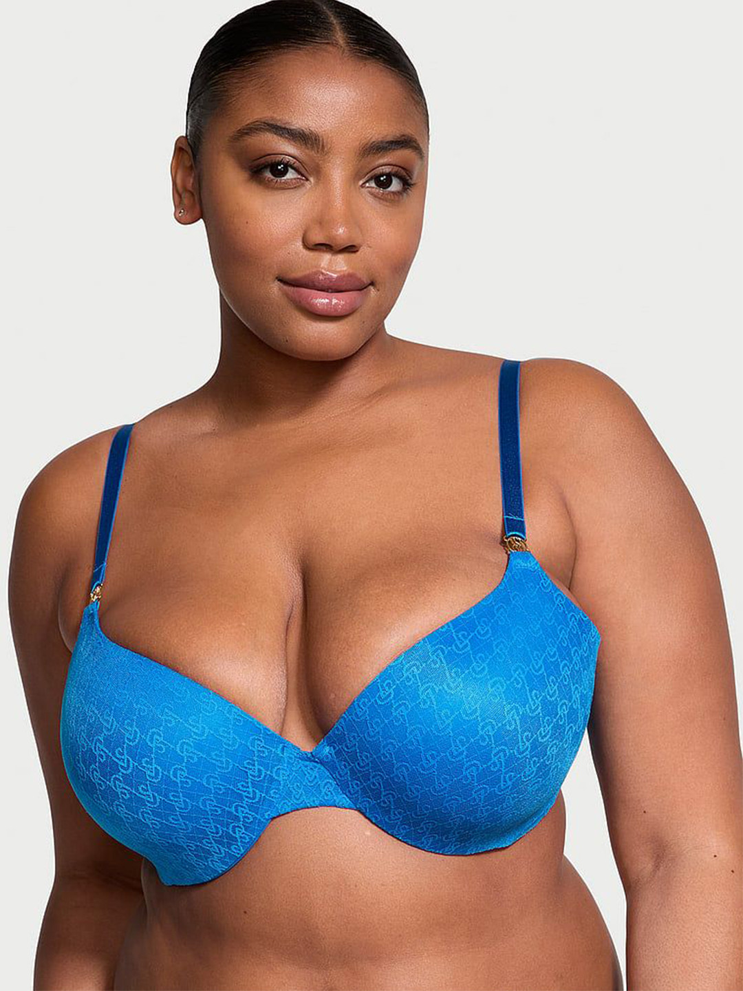 

Victoria's Secret Abstract Bra Half Coverage Underwired Heavily Padded, Blue