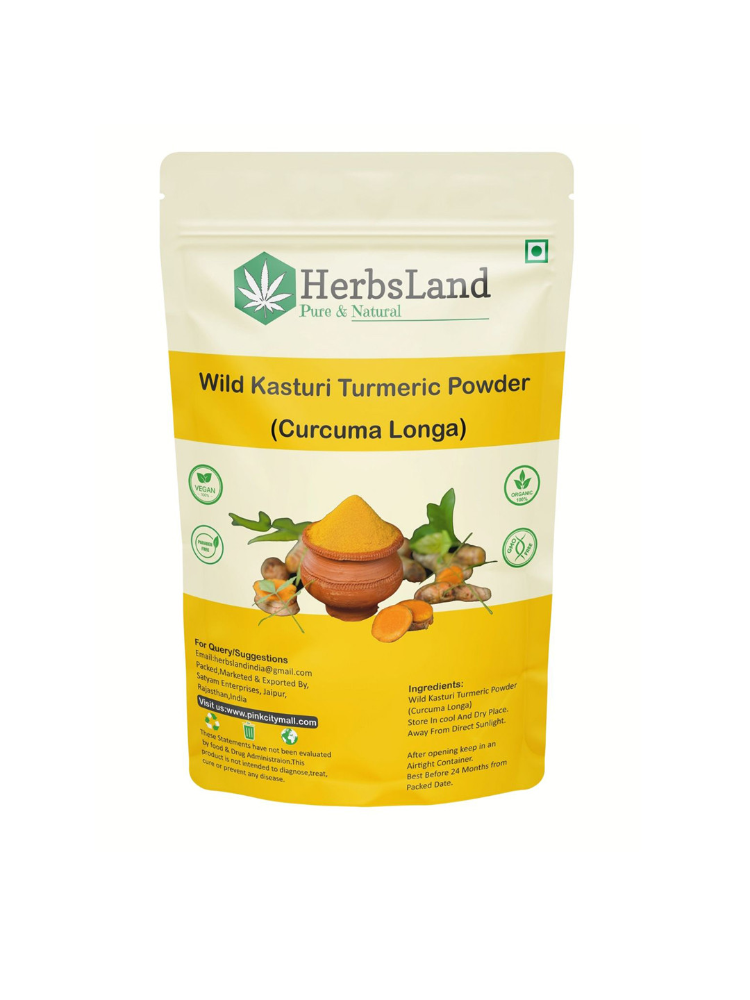 

HerbsLand Kasturi Wild Turmeric Powder - 100 g, Yellow