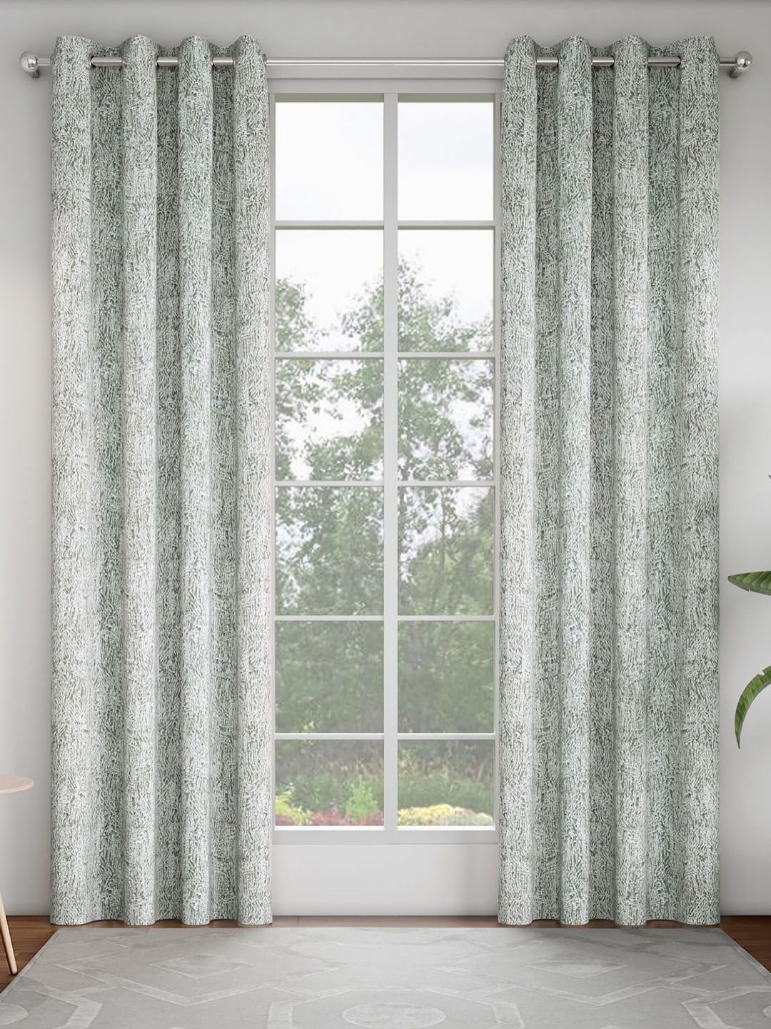 

GM Grey & White Set of 2 Room Darkening Door Curtain