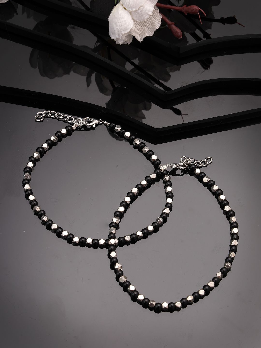 

NVR Artificial Stones Anklet, Silver