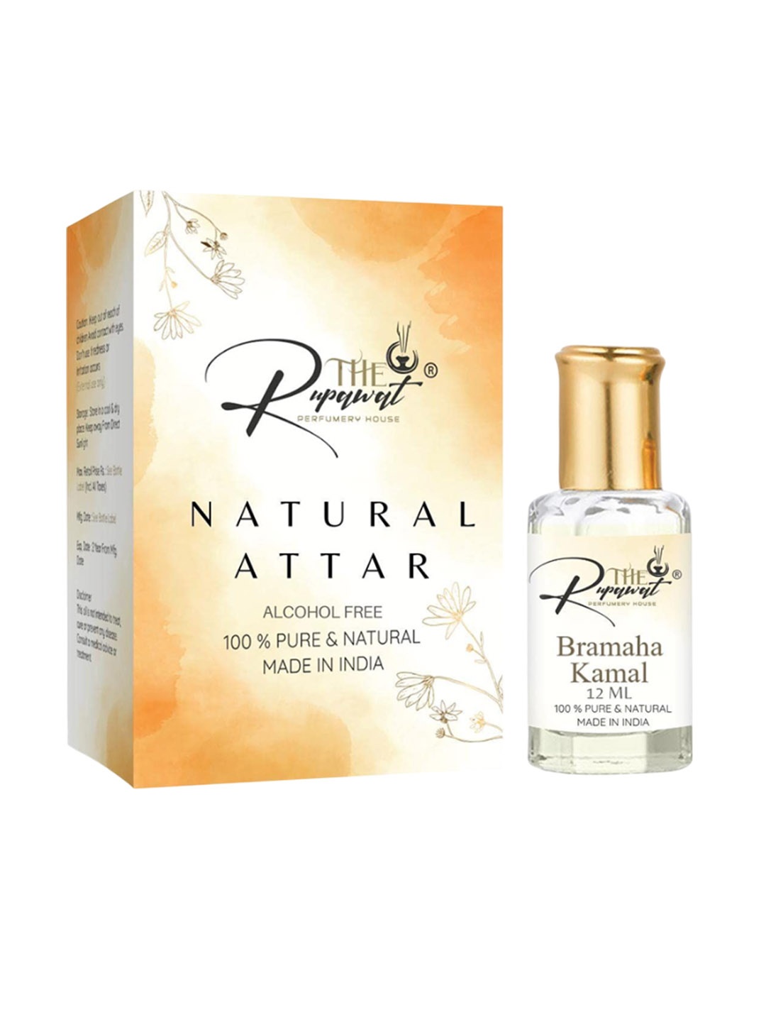 

THE RUPAWAT Perfumery House Bramaha Kamal 100% Pure & Natural Non Alcoholic Attar - 12 ml, Transparent