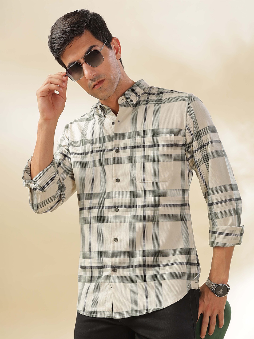 

HERE&NOW Men Slim Fit Tartan Checks Opaque Checked Casual Shirt, Multi