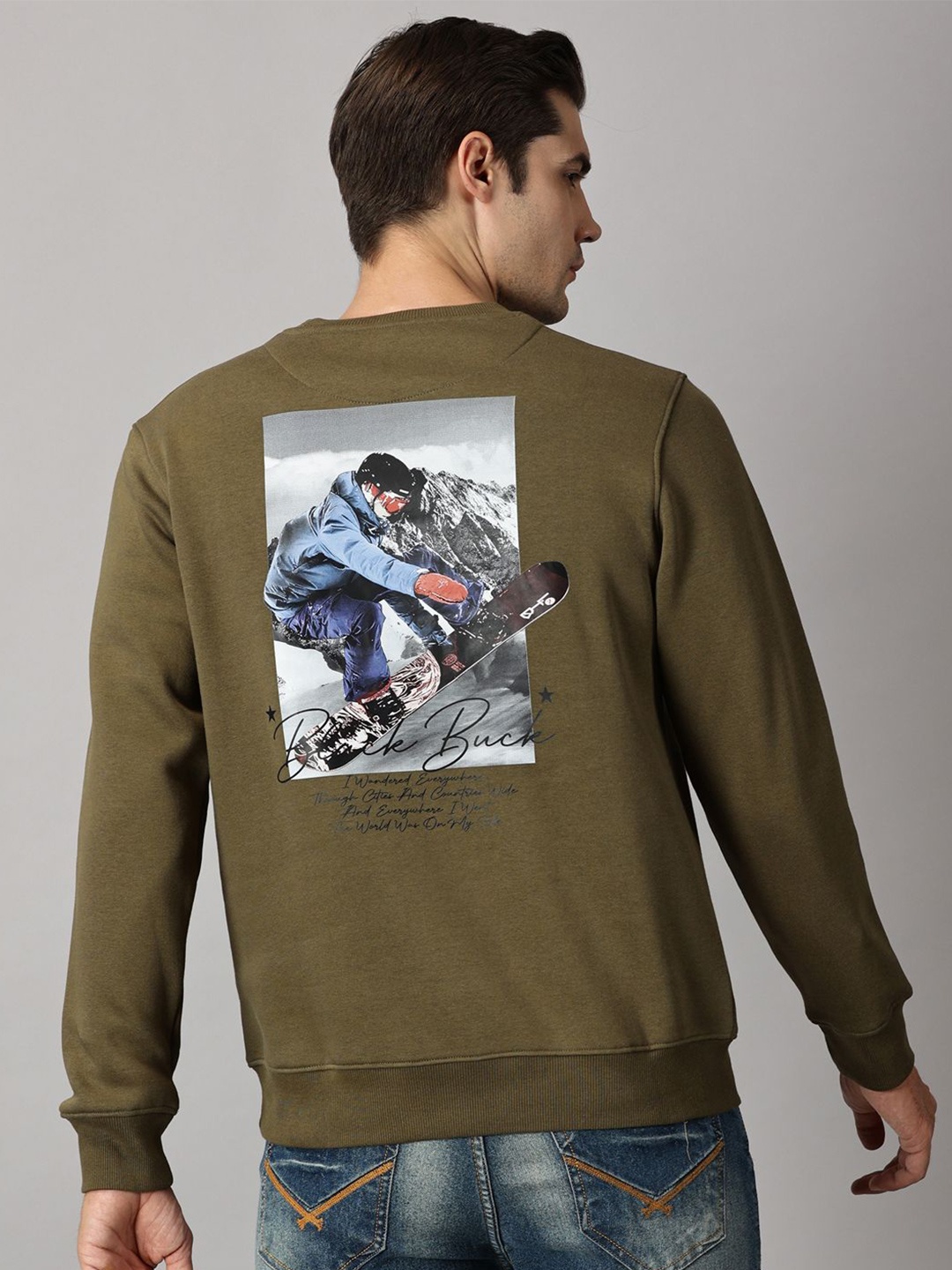 

BLACK BUCK Men Printed Sweatshirt, Olive