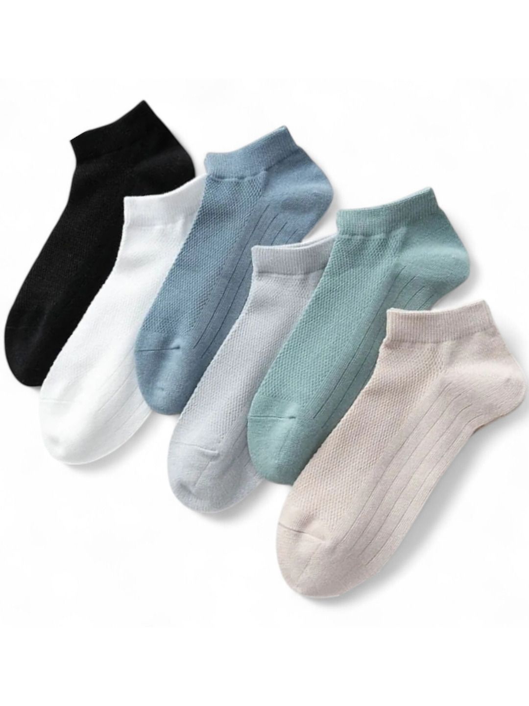 

Sockscarving Pack Of 6 Cotton Ankle-Length Socks, Blue