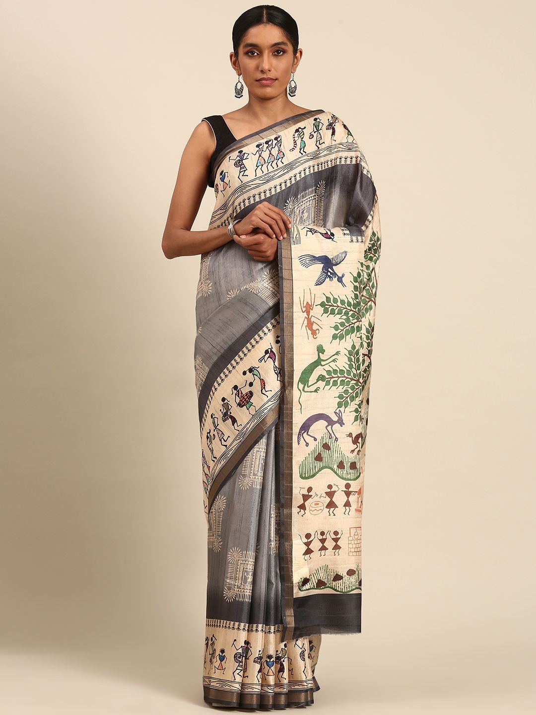 

Fashion Petals Tussar Saree, Grey
