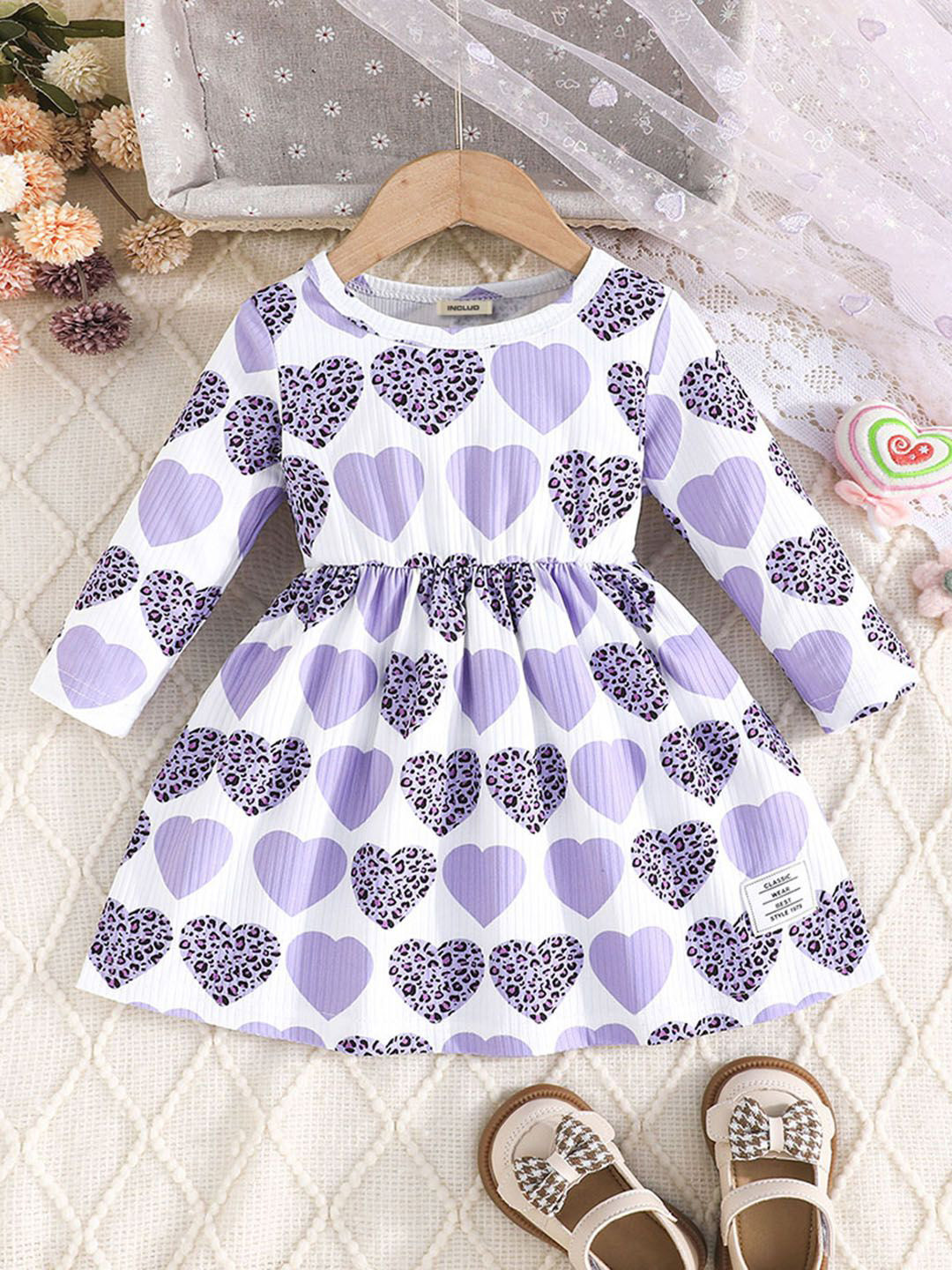 

INCLUD Print Fit & Flare Dress, Purple
