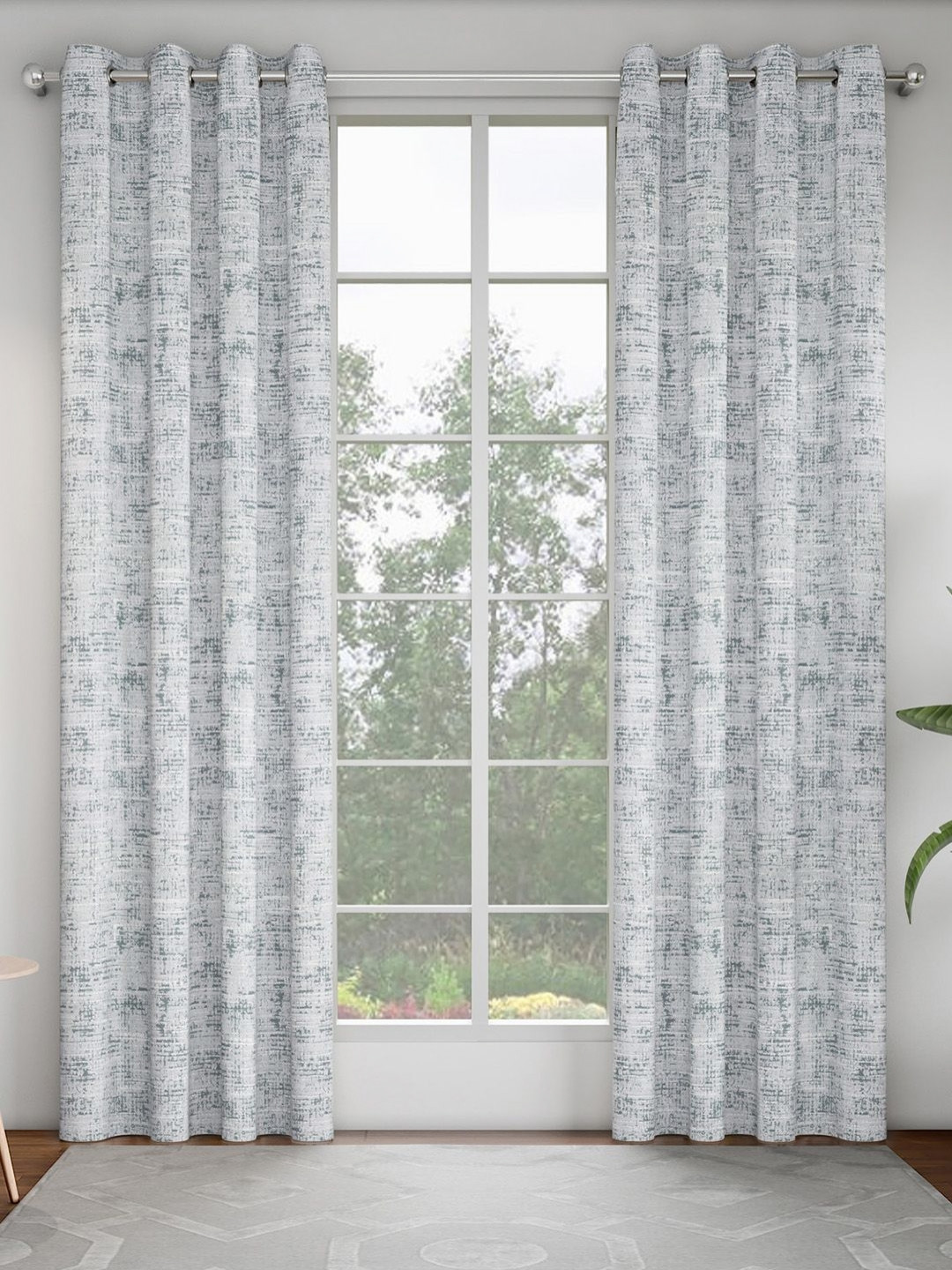 

GM Grey & White Set of 2 Room Darkening Door Curtain