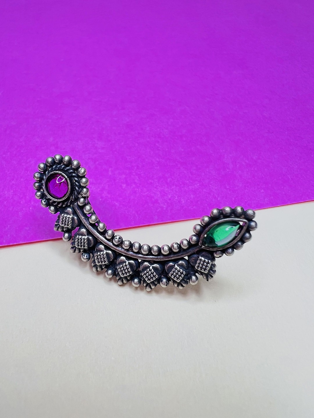 

Arte Jewels Sterling Silver Stone Studded Stud Nosepin