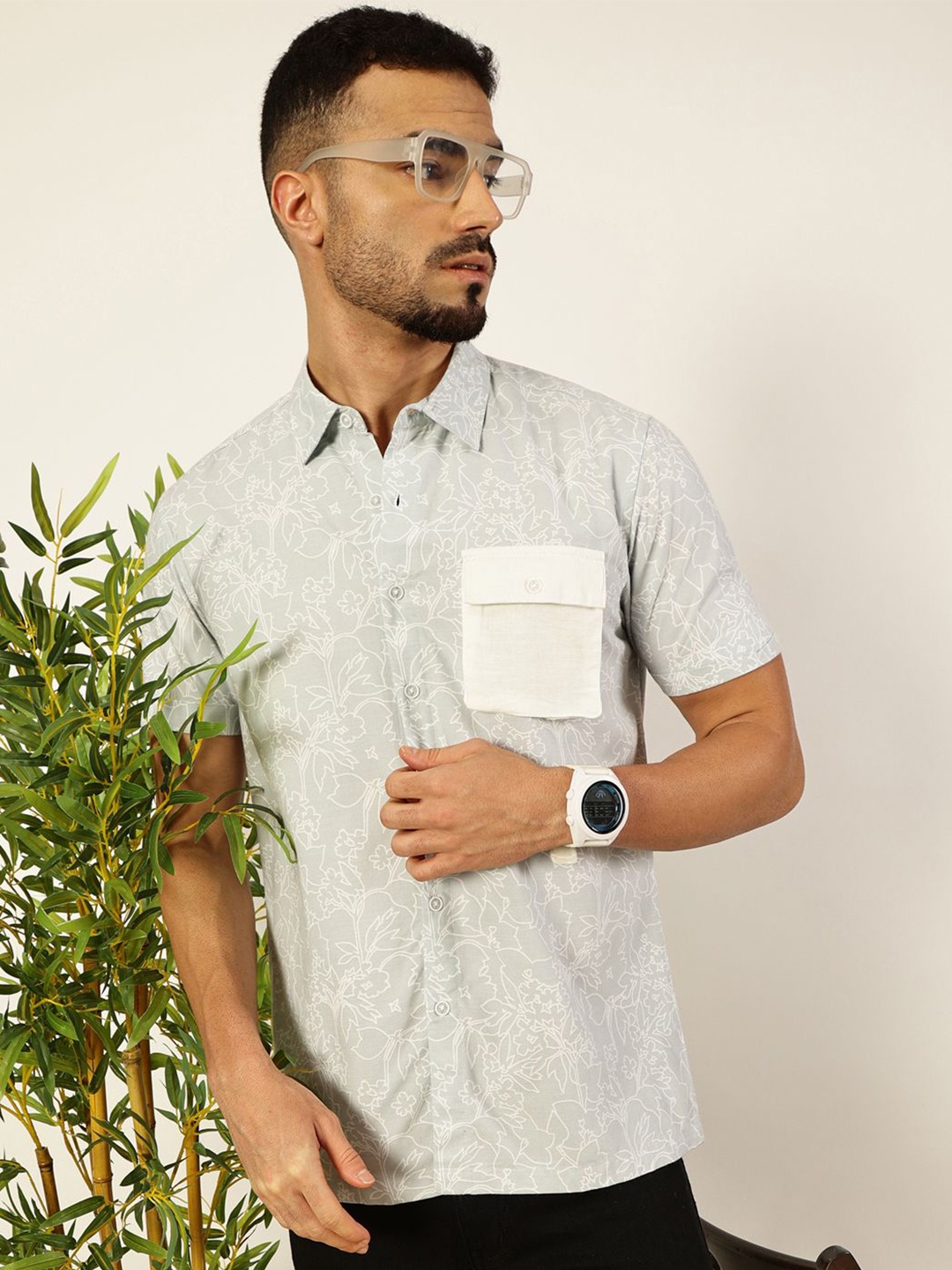 

VALEN CLUB Men Premium Slim Fit Floral Opaque Casual Shirt, Blue