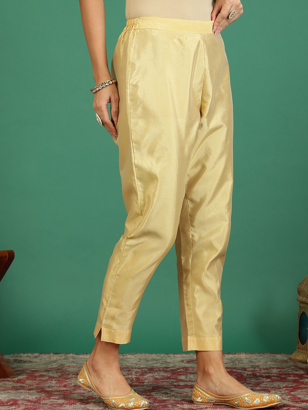 

Sangria Self-Design Regular Trousers, Beige