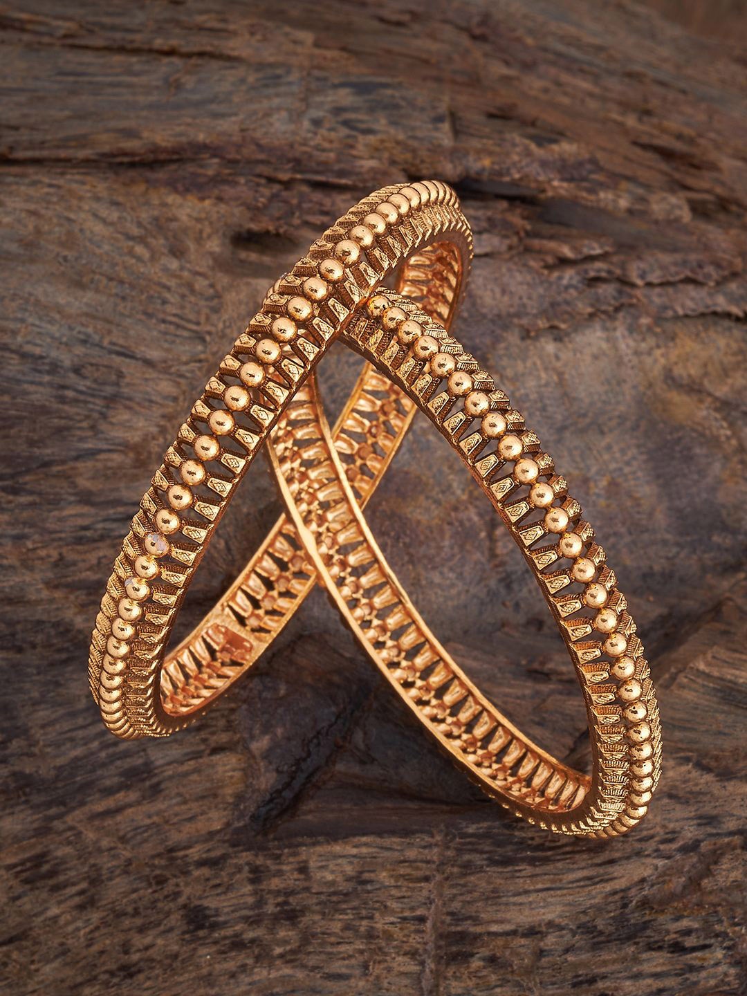 

Kushal's Fashion Jewellery Set Of 2 Gold-Plated Bangles