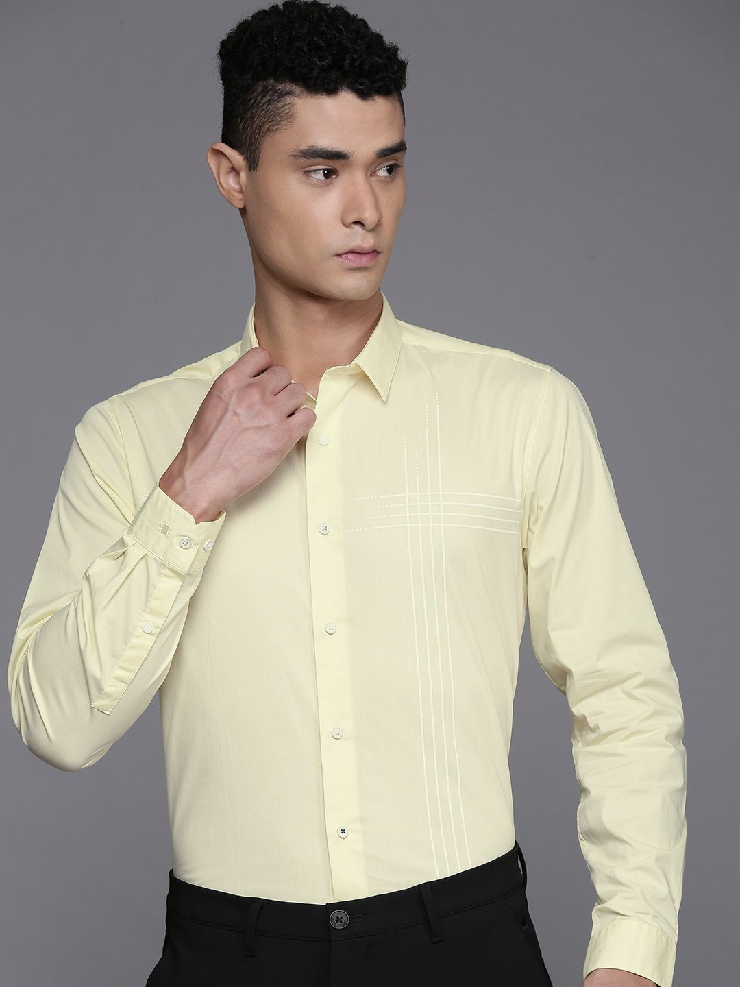 

Louis Philippe Ath.Work Super Slim Fit Opaque Semiformal Shirt, Yellow