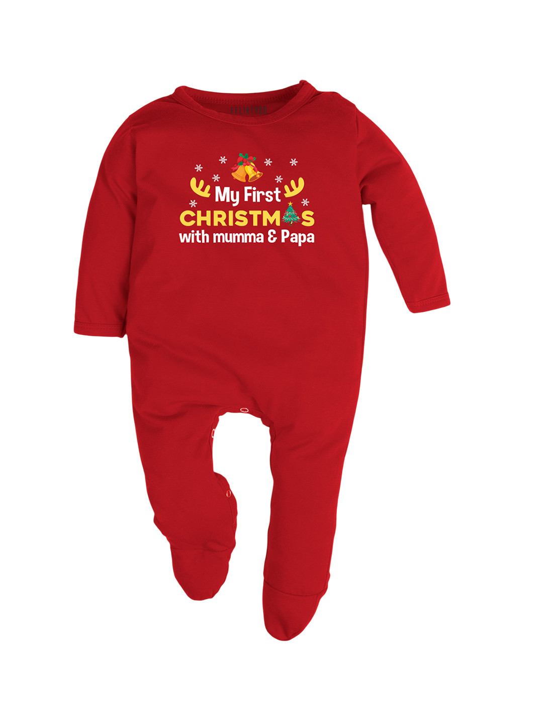 

FFLIRTYGO Kids Printed Pure Cotton Sleepsuit, Red