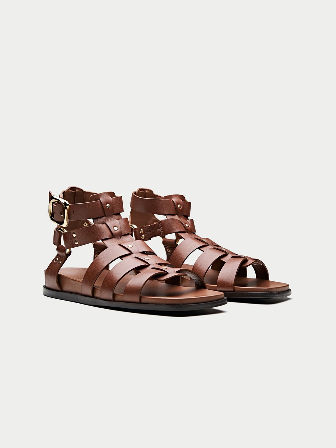 

Oroh Women Gladiators with Buckles Flats, Brown