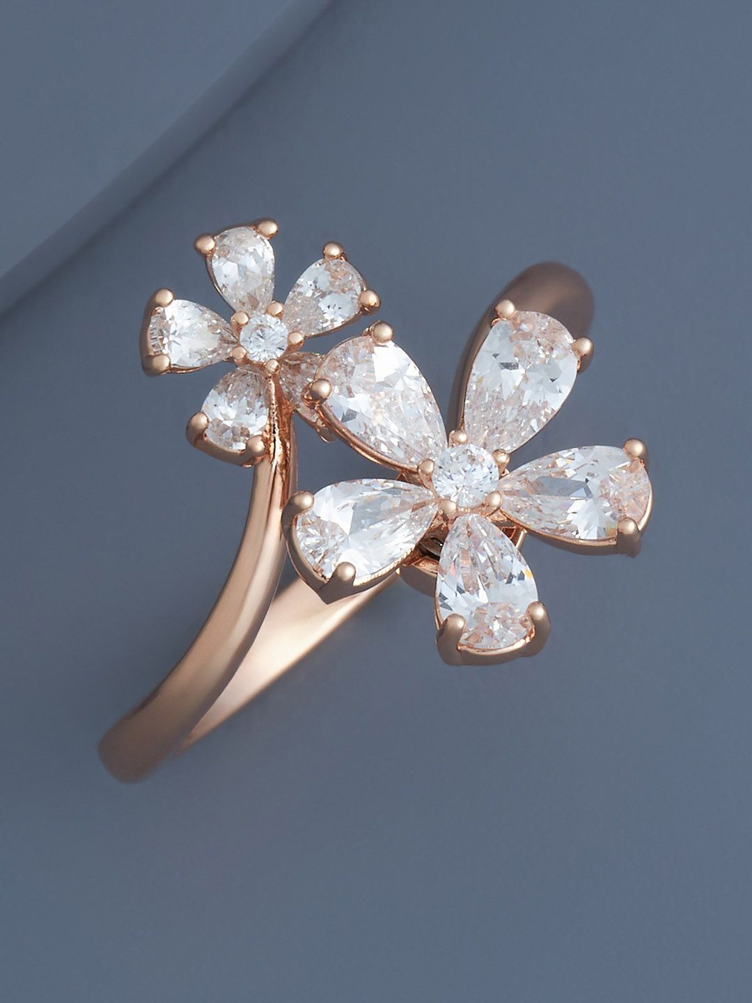

Kushal's Fashion Jewellery Rose Gold-Plated Zircon-Studded Adjustable Finger Ring