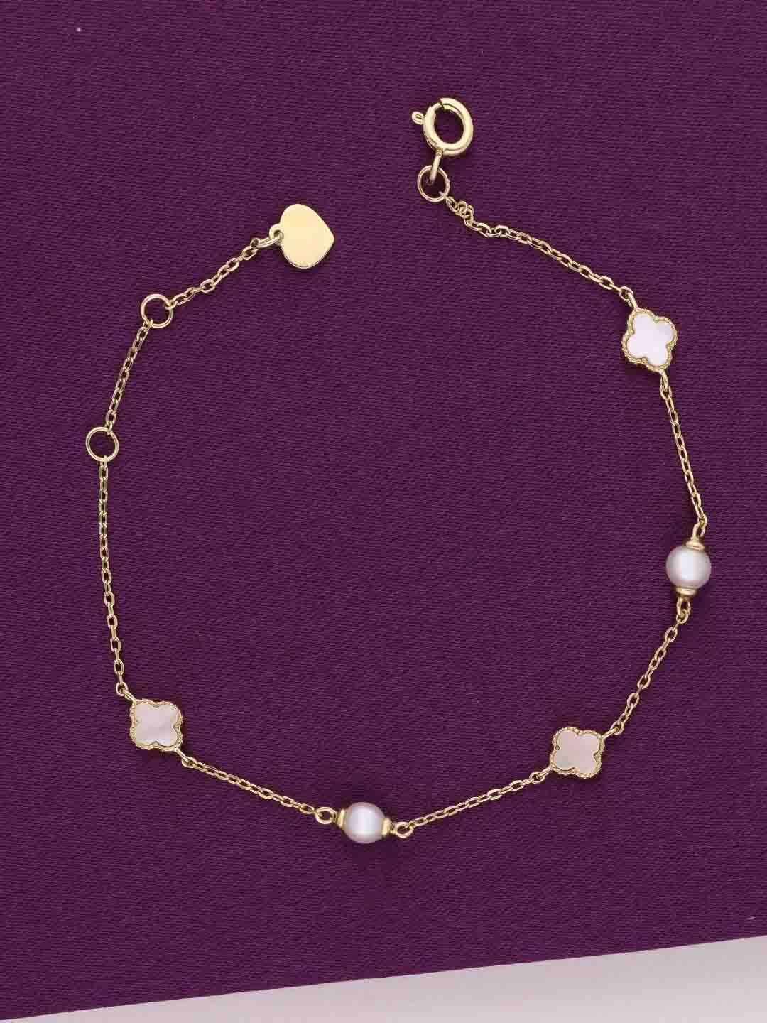 

KAI JEWEL Women Sterling Silver Pearls Gold-Plated Multistrand Bracelet