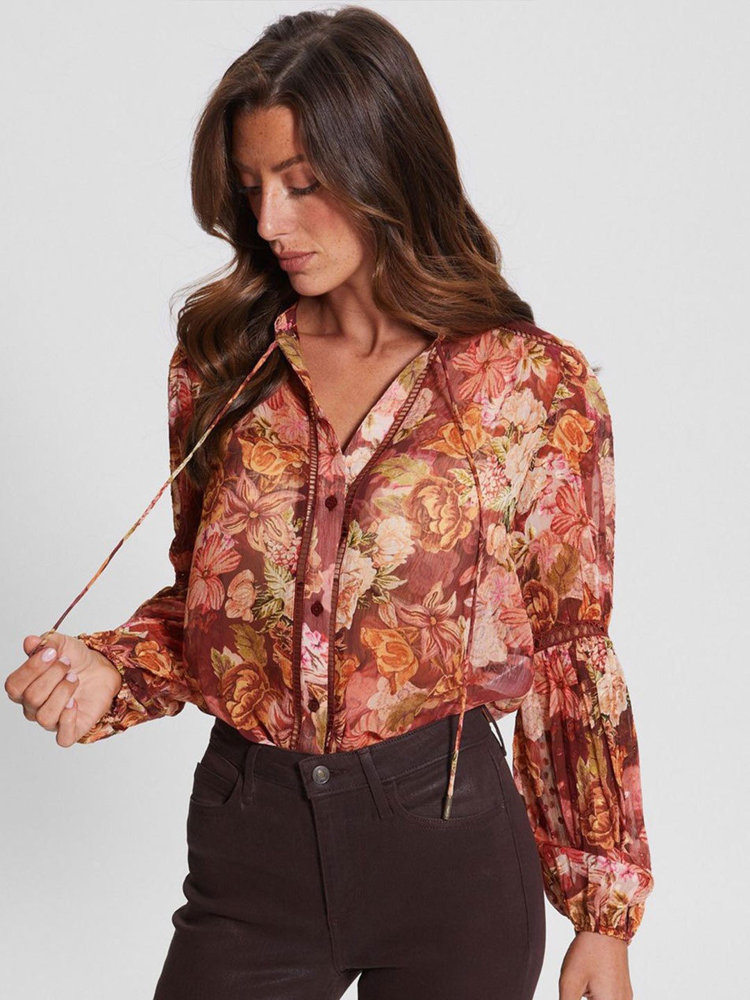 

GUESS Floral Print Shirt Style Top, Multi