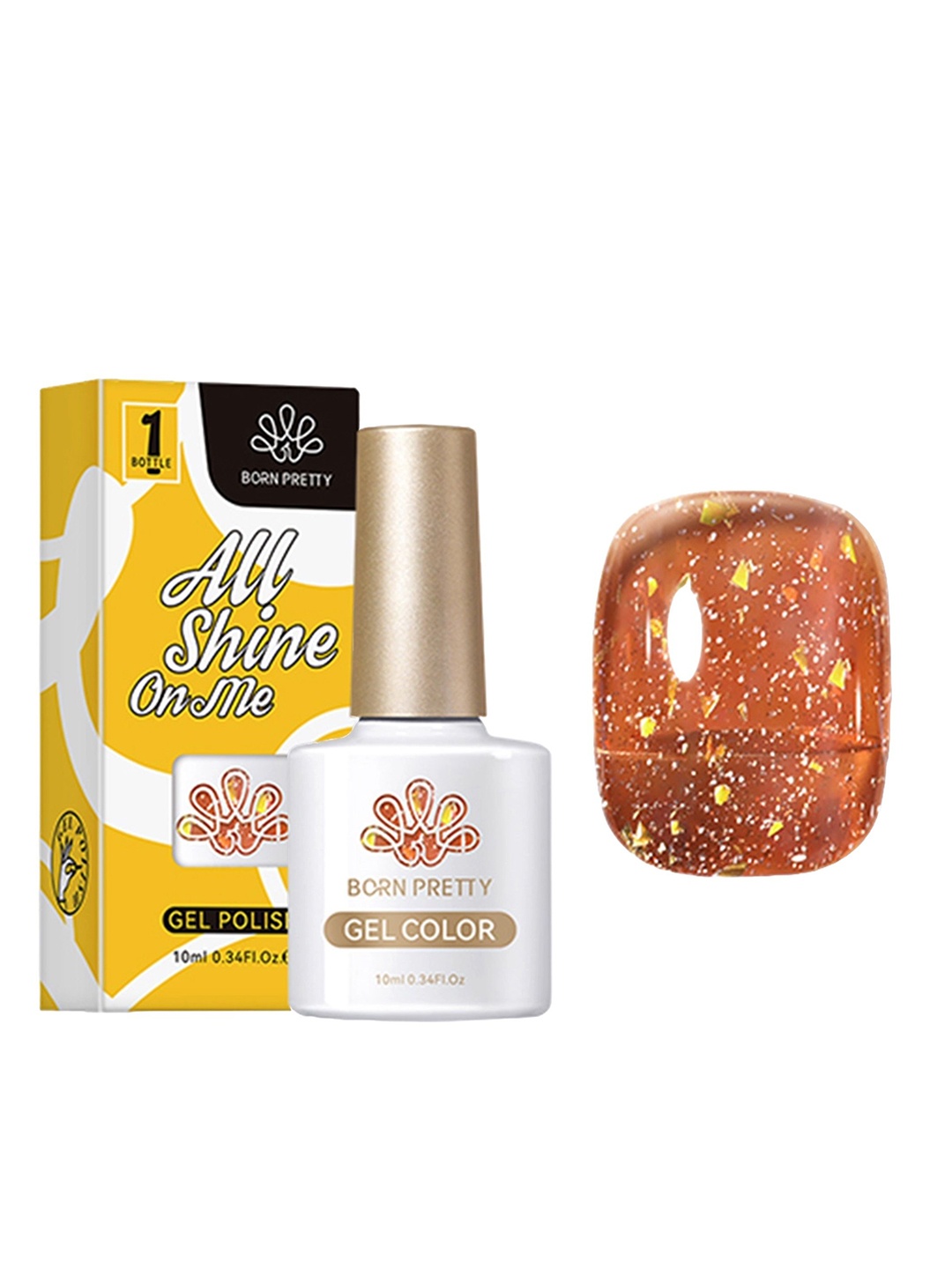 

BORN PRETTY Jelly Nude Glitter Gel Nail Polish - 10ml - JN69, Brown