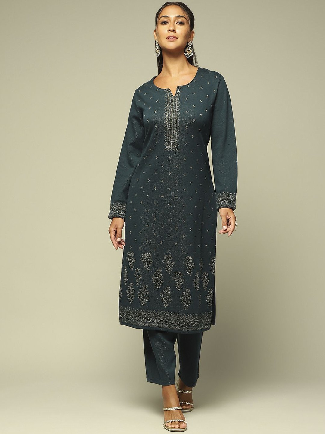 

Rangriti Women Regular Kurta with Palazzos, Teal