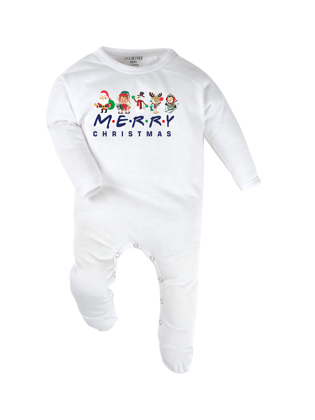 

FFLIRTYGO Kids Printed Pure Cotton Sleepsuit, White