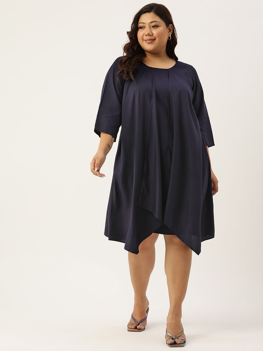 

theRebelinme Layered A-Line Midi Dress, Navy blue