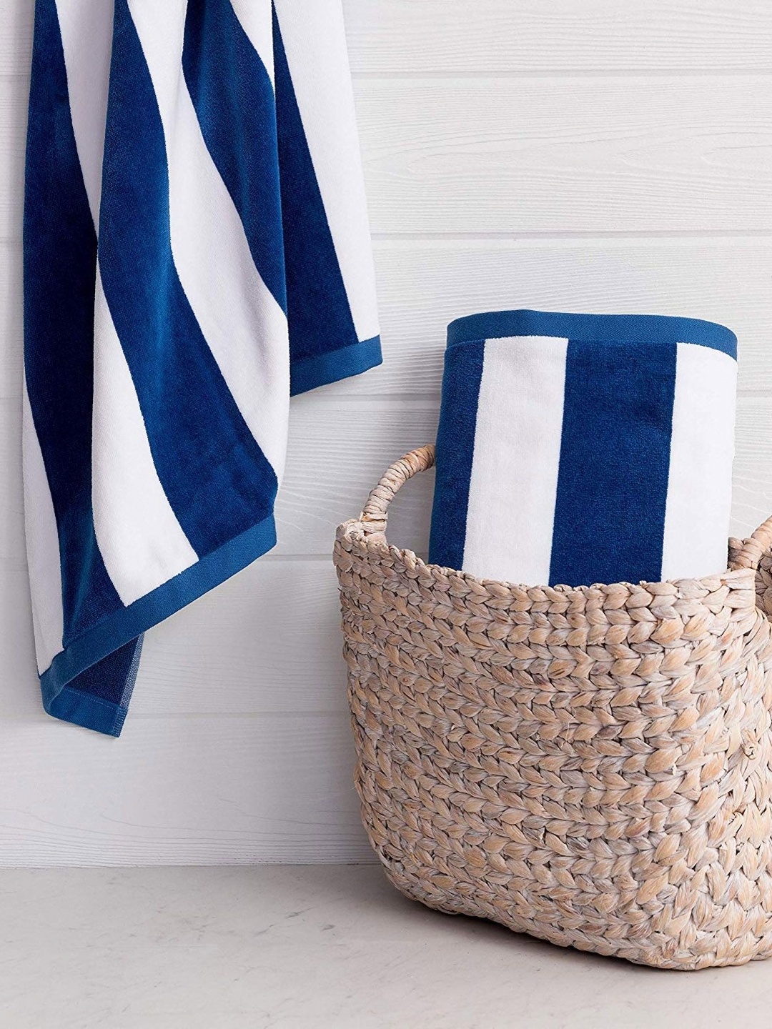 

Lushomes Blue & White 1 Striped Cotton 470 GSM Bath Towel