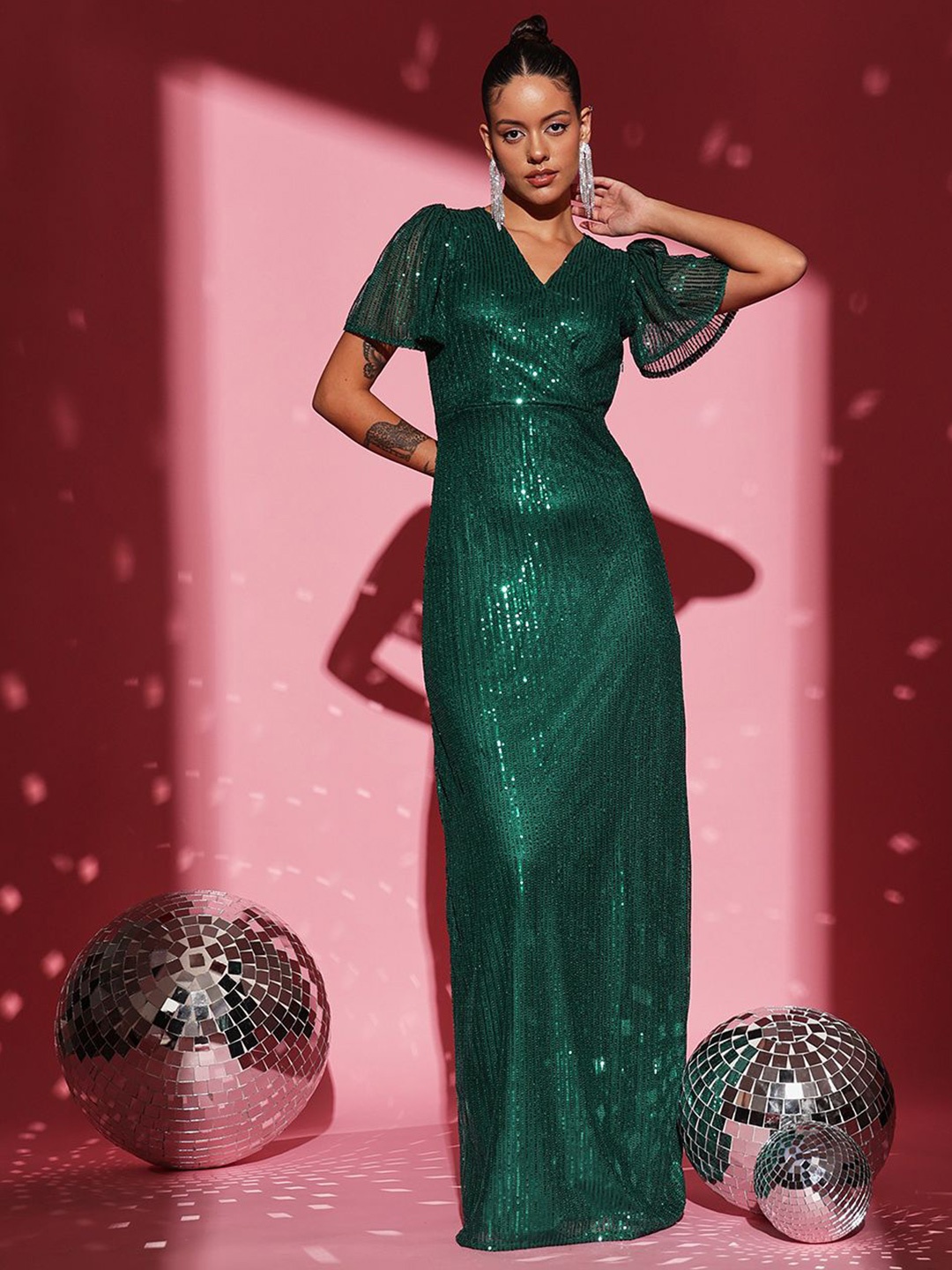 

The Roadster Lifestyle Co Self Design Maxi Dress, Green