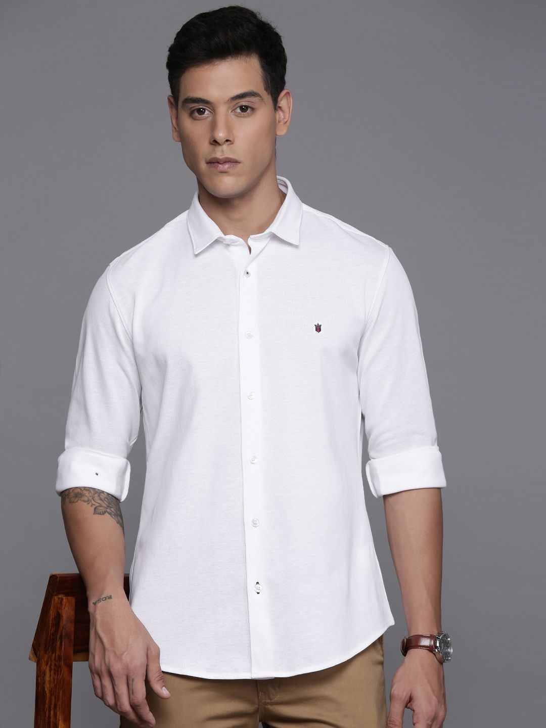 

Louis Philippe Sport Pure Cotton Super Slim Fit Opaque Casual Shirt, White