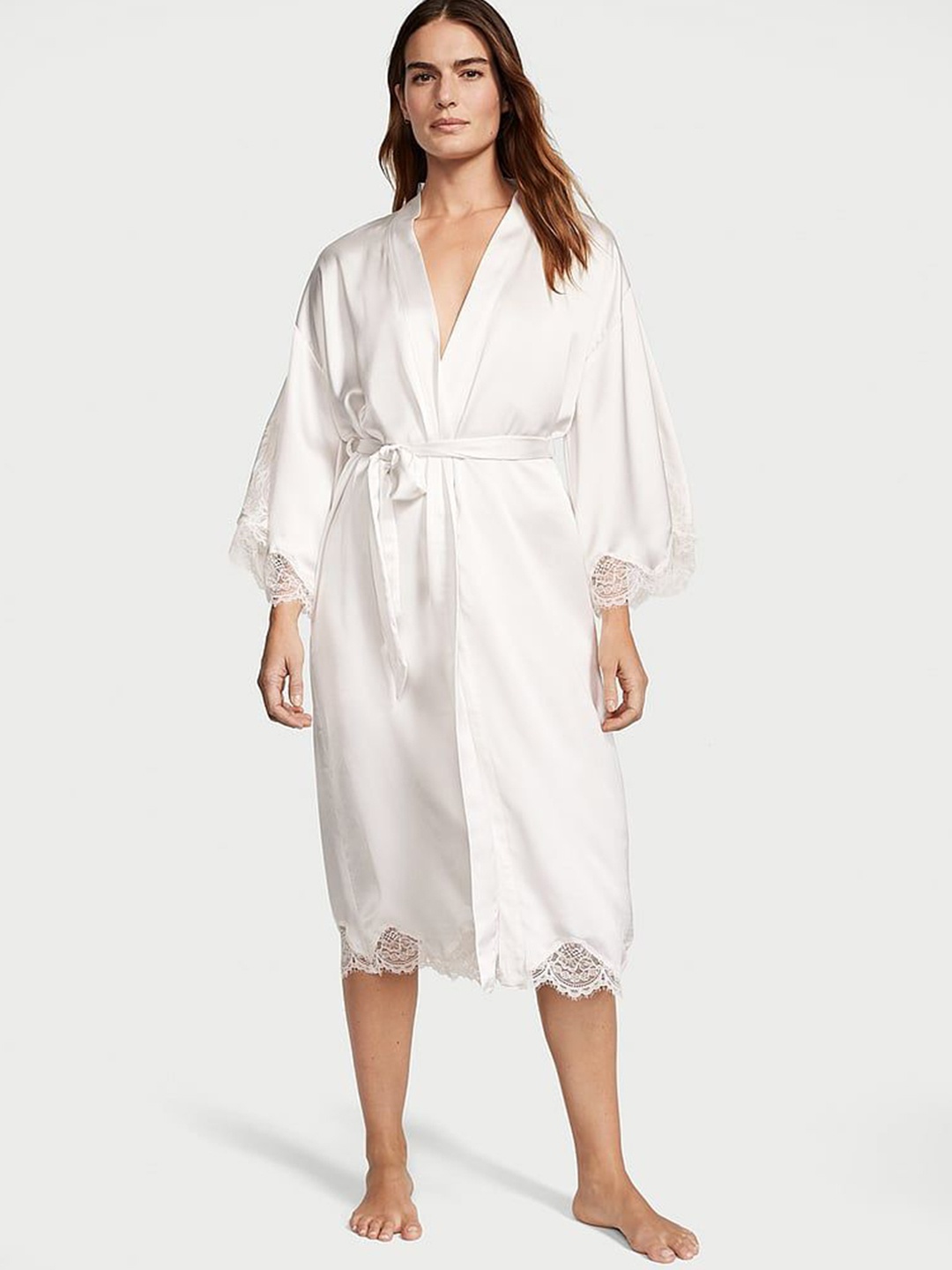 

Victoria's Secret Lace Motif Kimono Robe, White
