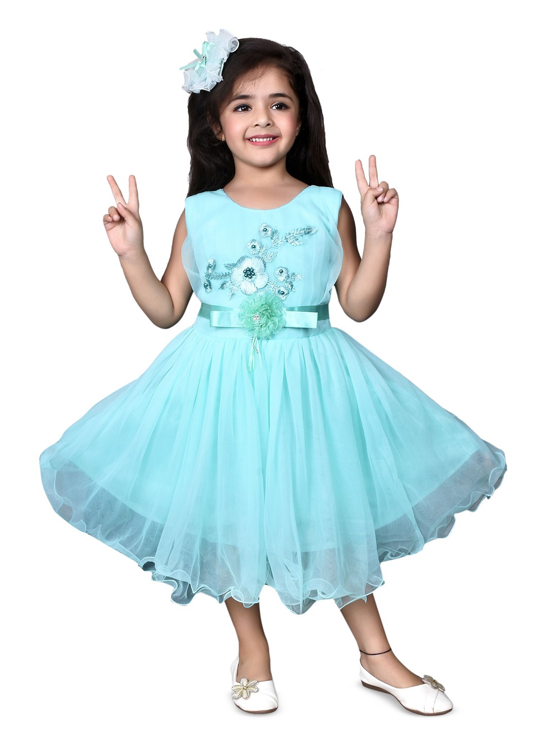 

BAESD Net Fit & Flare Dress, Sea green