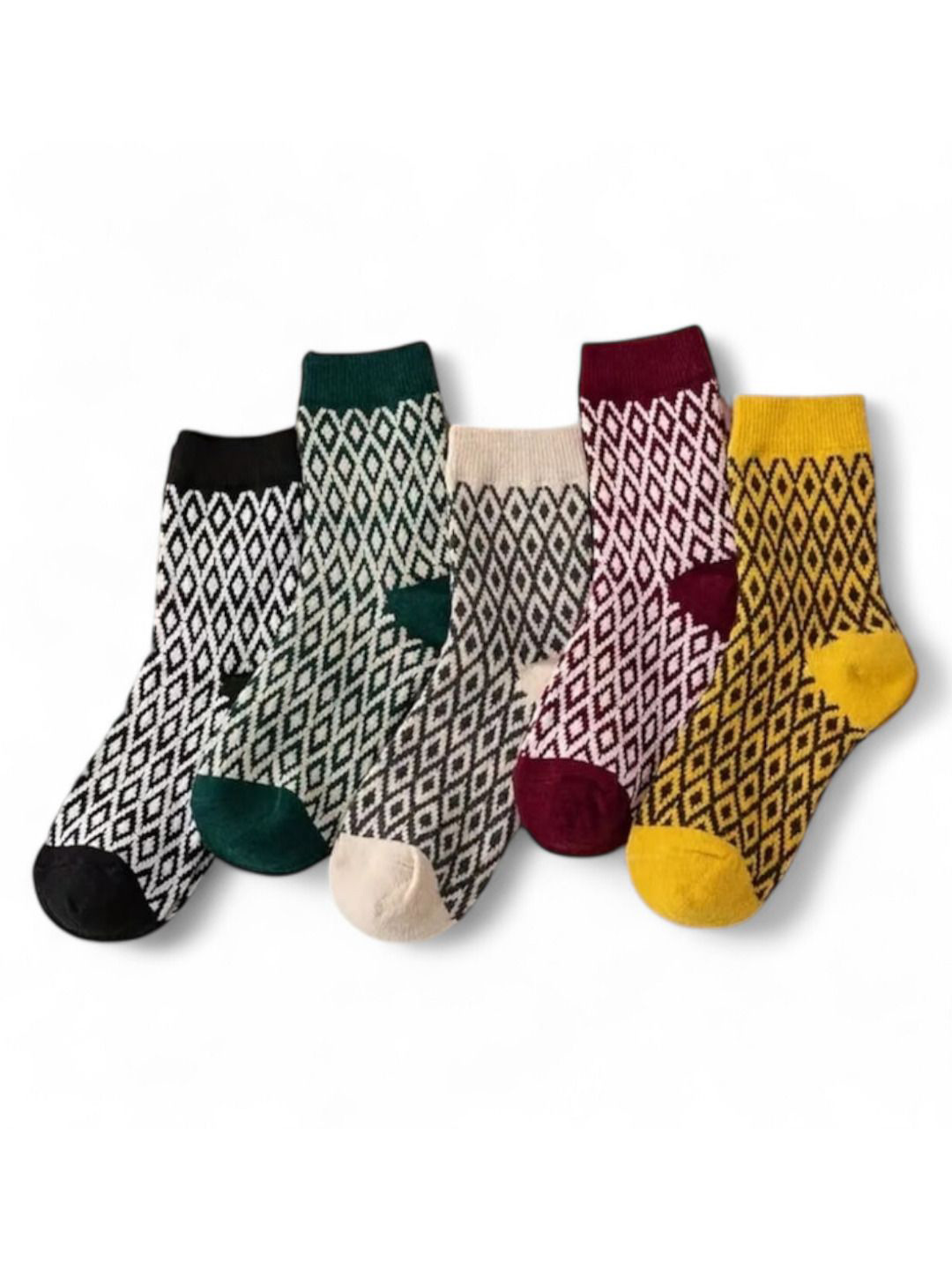 

Sockscarving Women Pack Of 5 Striped Above Ankle-Length Socks, Green
