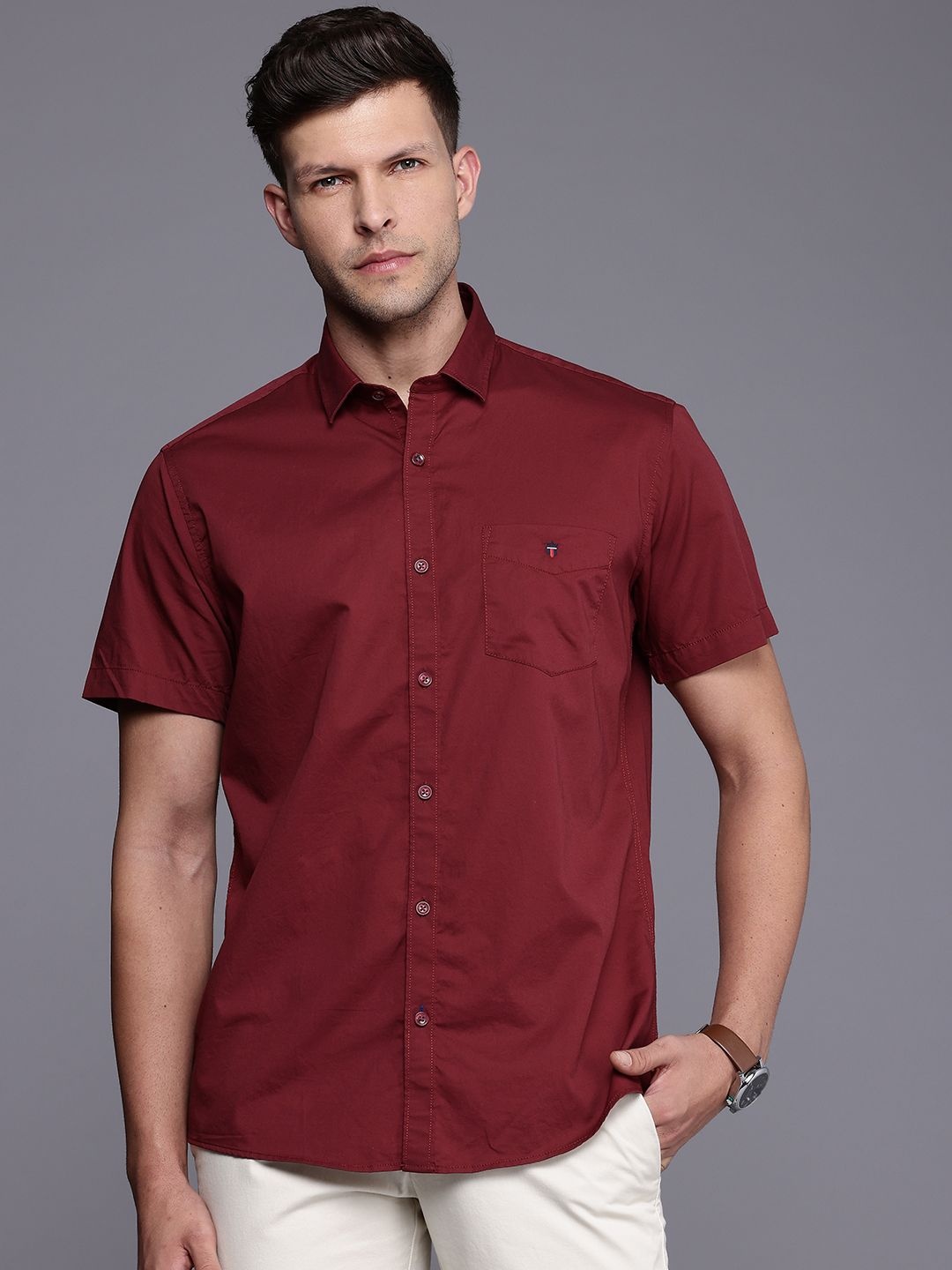 

Louis Philippe Sport Slim Fit Pure Cotton Casual Shirt, Maroon